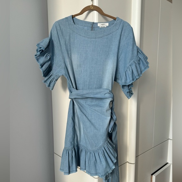 Isabel Etoile Marant Cotton Wrap Mini Dress in Blue. Size 38 - Picture 5 of 10